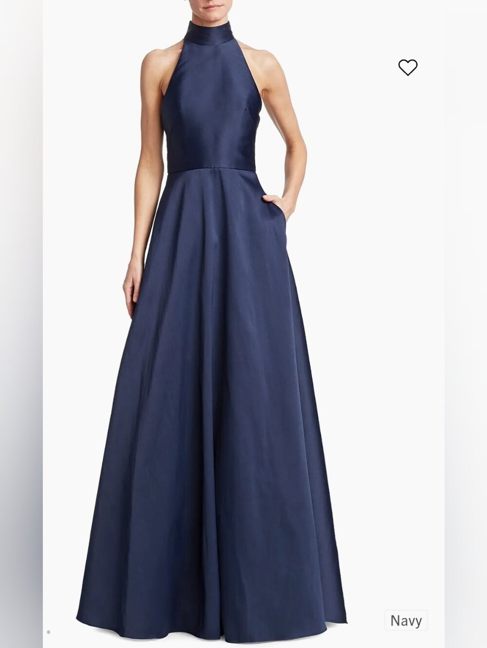 Monique Lhuillier Halter Satin Elegant Navy Evening Gown Size 2 NEW